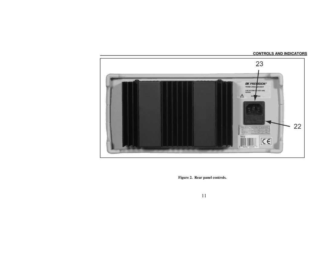 B&K 1652, 1651A instruction manual Rear panel controls 