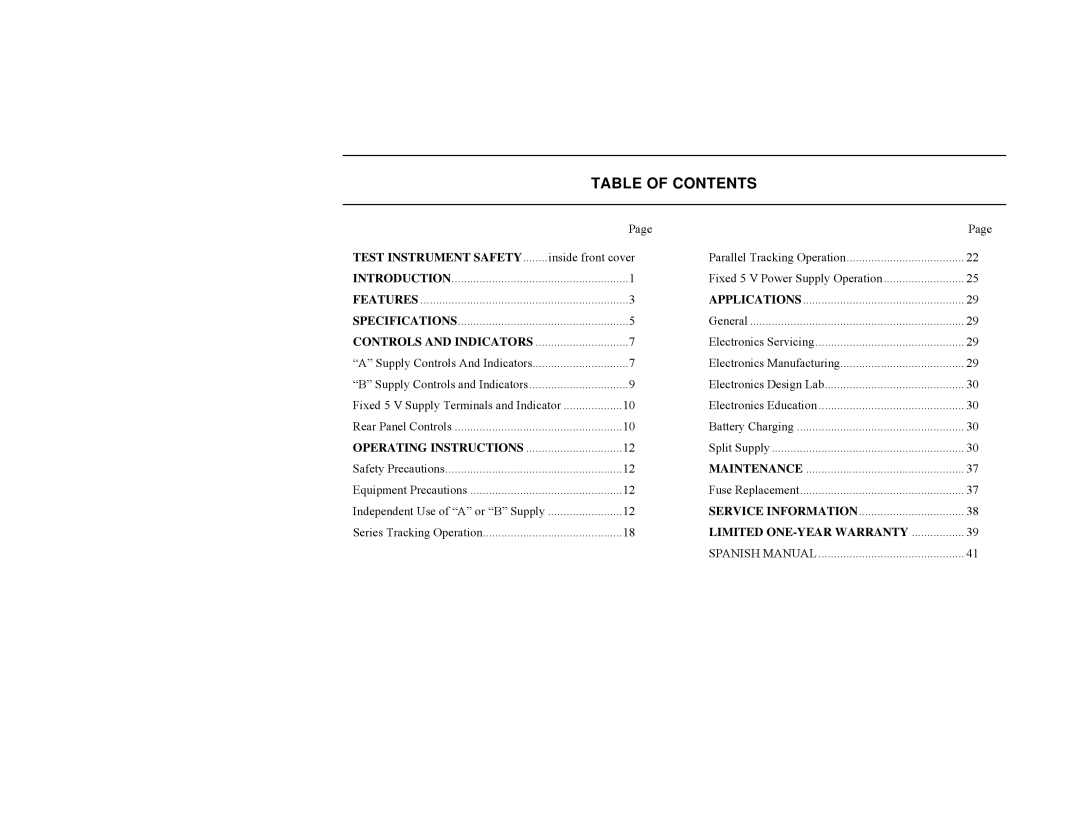 B&K 1651A, 1652 instruction manual Table of Contents 