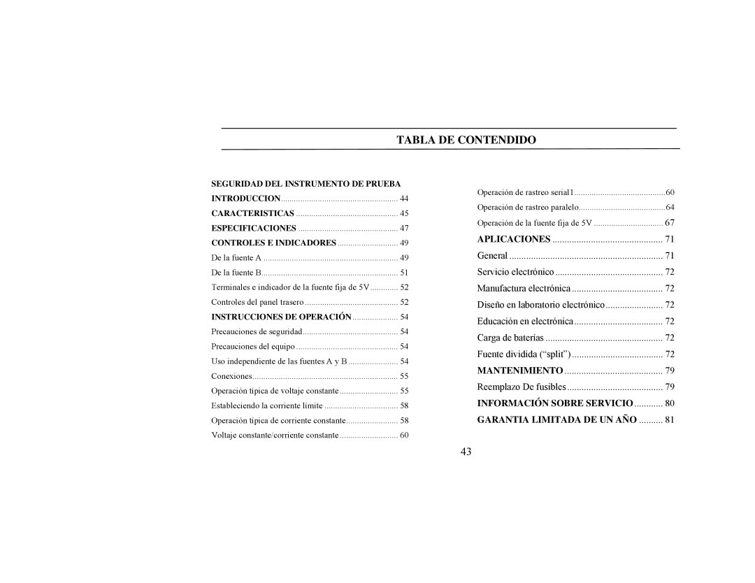 B&K 1652, 1651A instruction manual Seguridad DEL Instrumento DE Prueba, Instrucciones DE Operación 