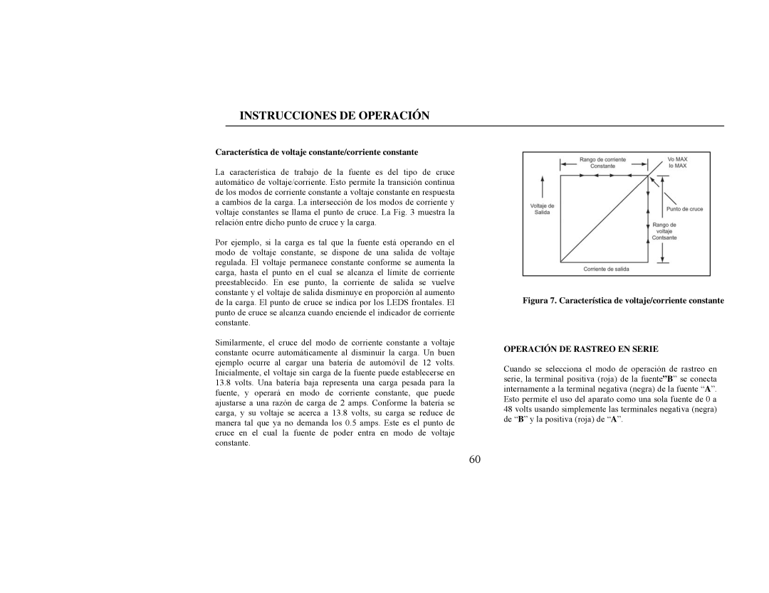 B&K 1651A, 1652 instruction manual Característica de voltaje constante/corriente constante, Operación DE Rastreo EN Serie 