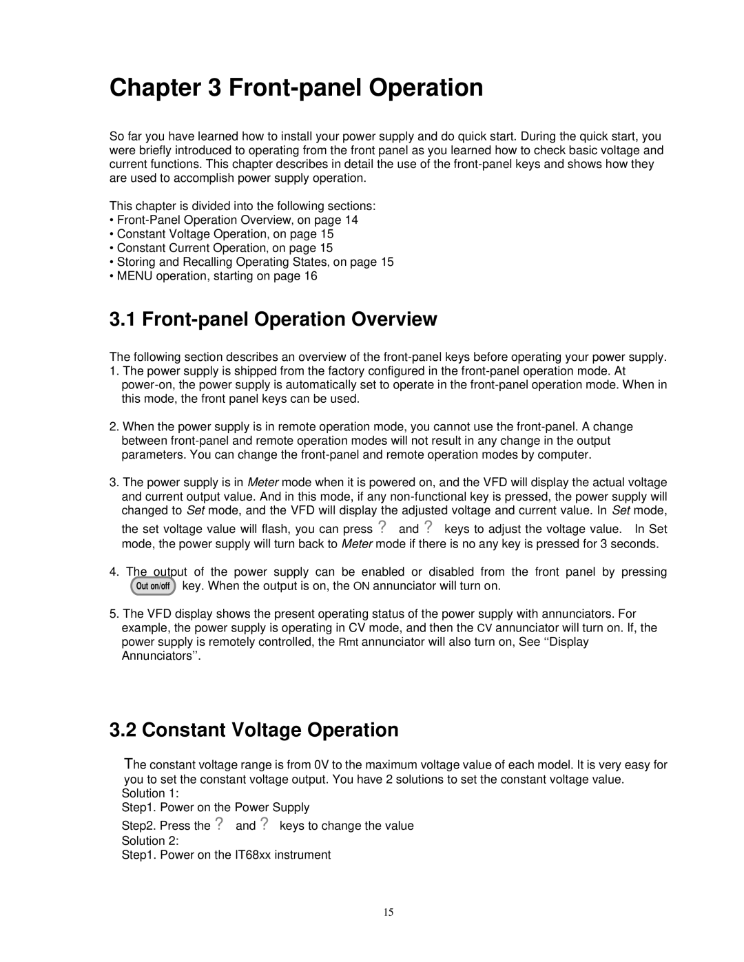 B&K 1787B, 1786B, 1788, 1785B instruction manual Front-panel Operation Overview, Constant Voltage Operation 