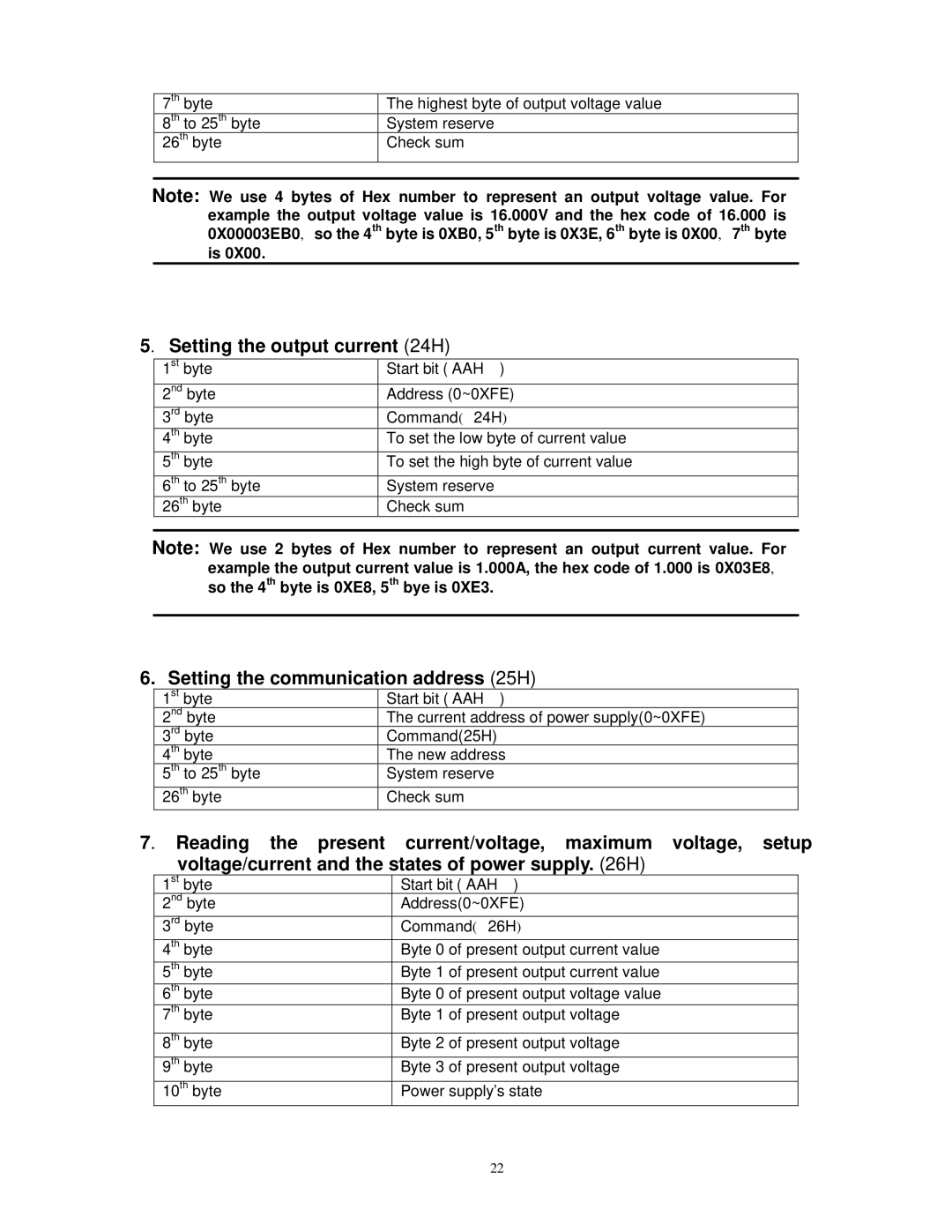 B&K 1785B, 1786B, 1788, 1787B instruction manual Setting the output current 24H, Setting the communication address 25H 