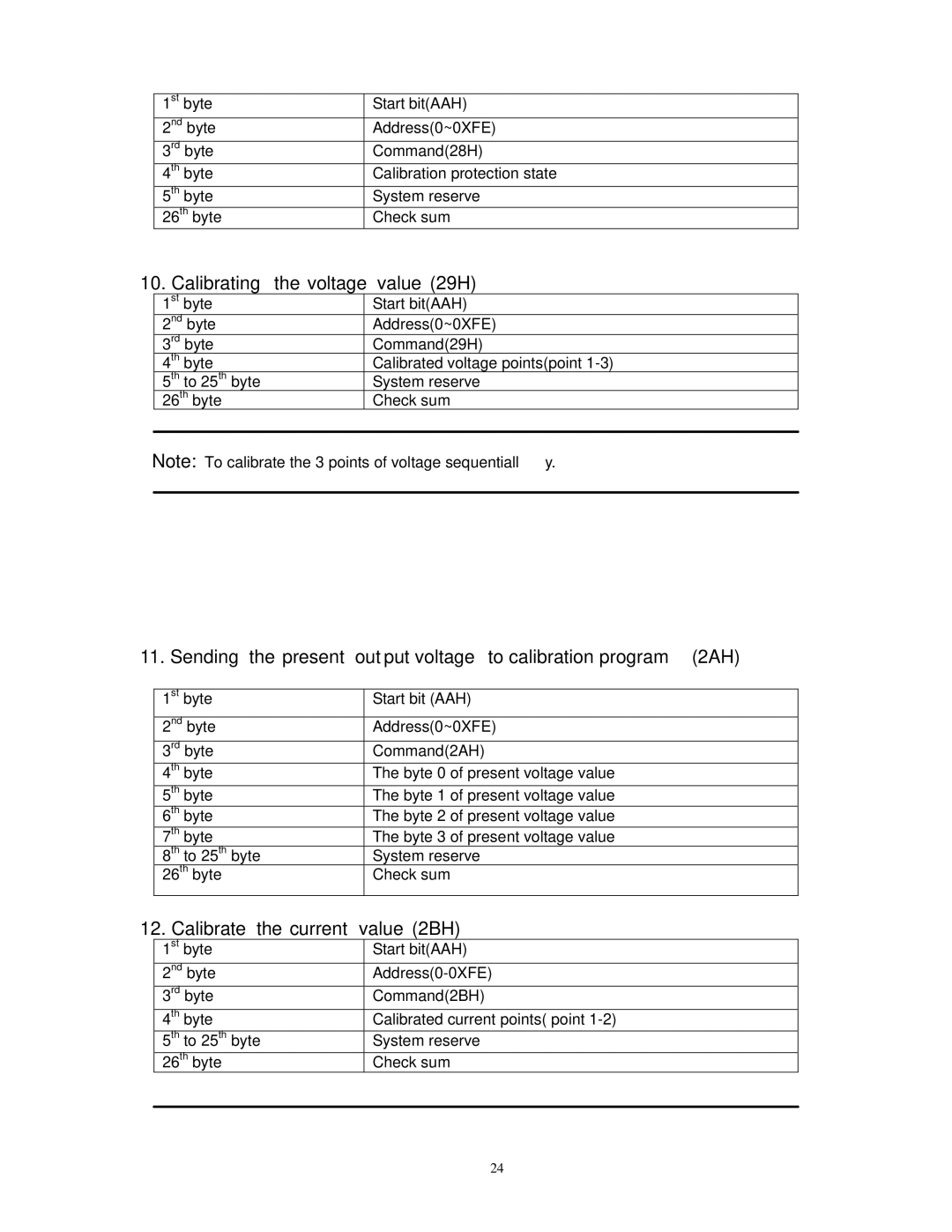 B&K 1786B, 1788, 1785B, 1787B instruction manual Calibrating the voltage value 29H, Calibrate the current value 2BH 