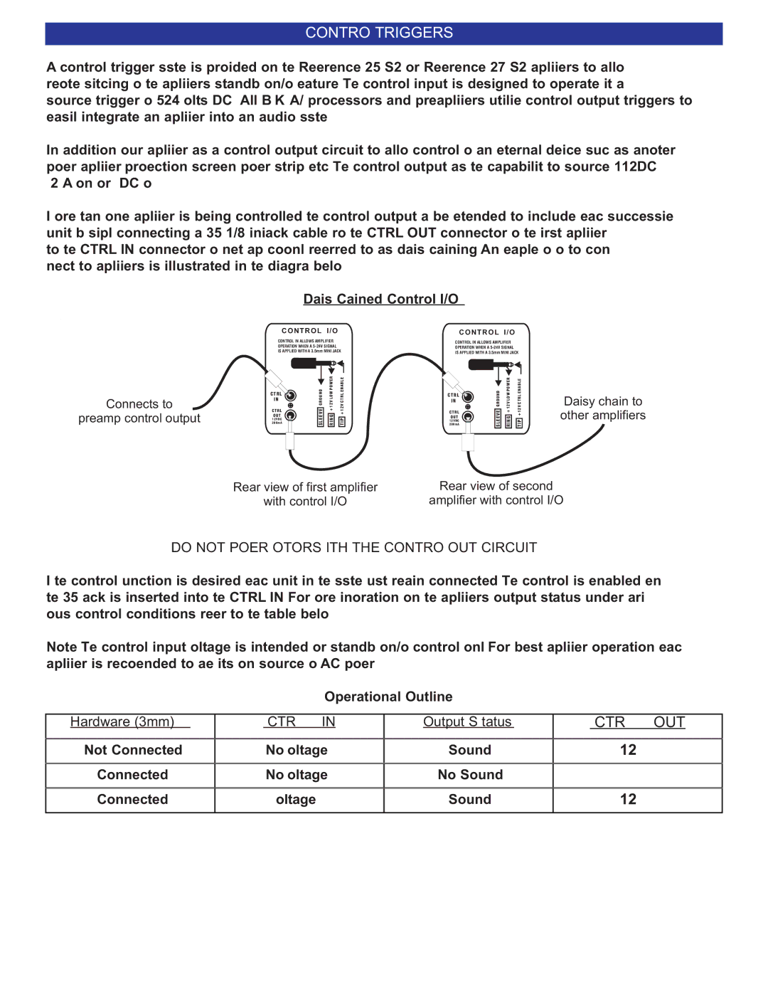 B&K 200.5 S2, 200.7 S2 user manual Control Triggers, Connects to Preamp control output 