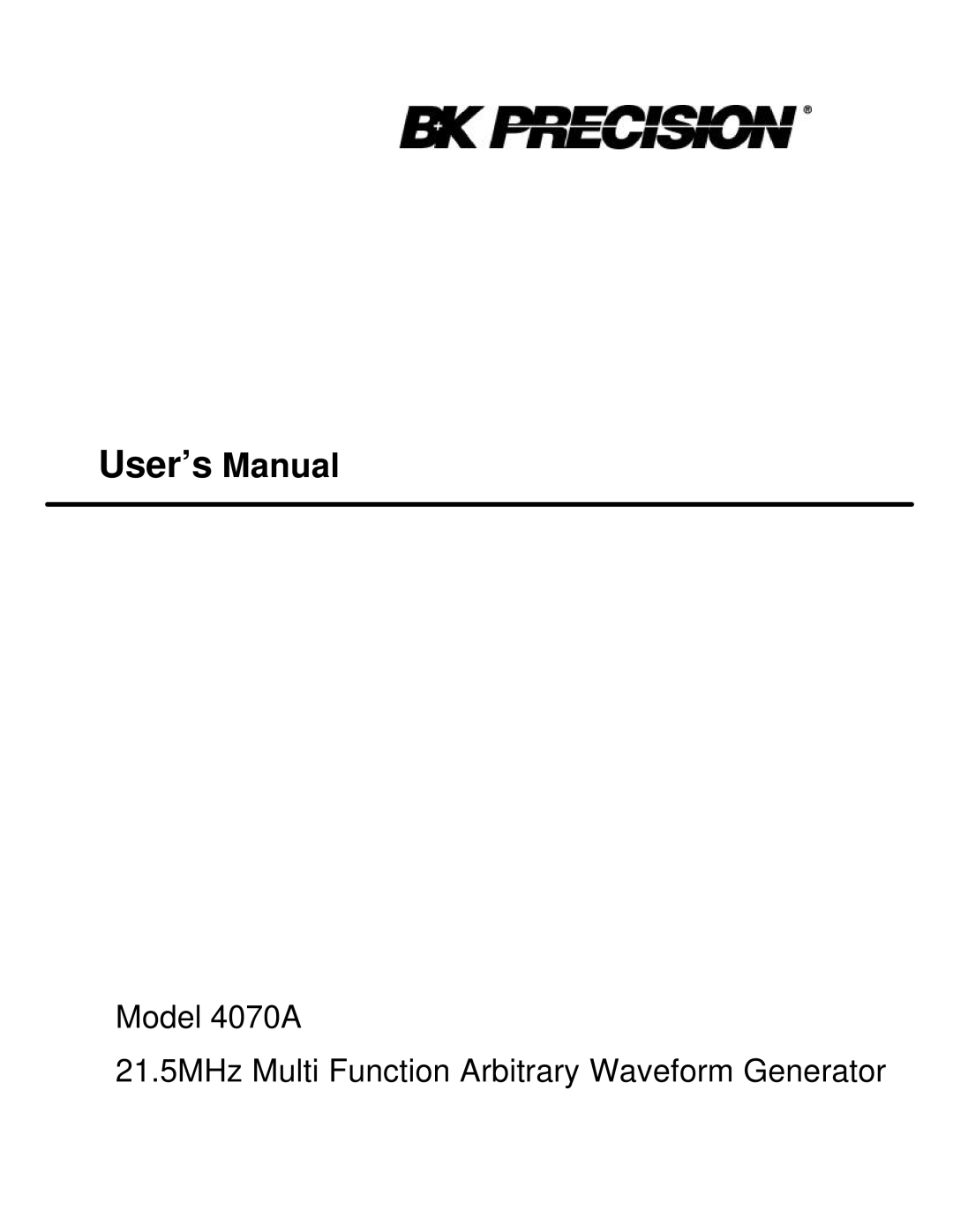 B&K 4070A user manual User’s Manual 