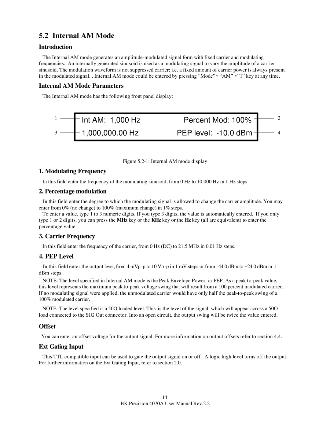 B&K 4070A user manual Internal AM Mode 