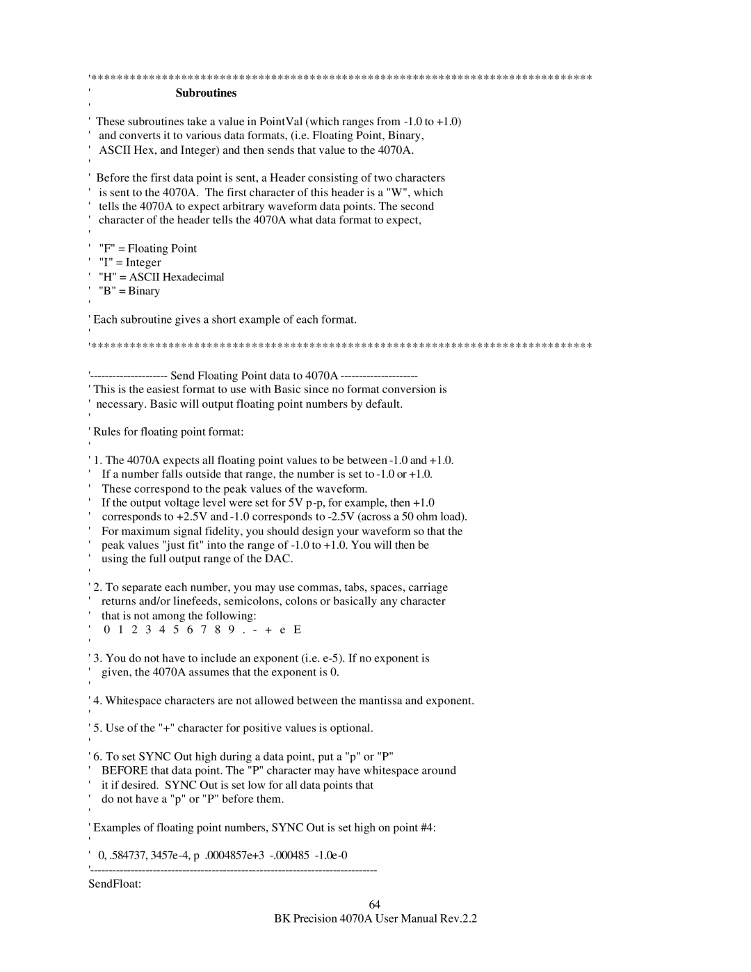 B&K 4070A user manual Subroutines 