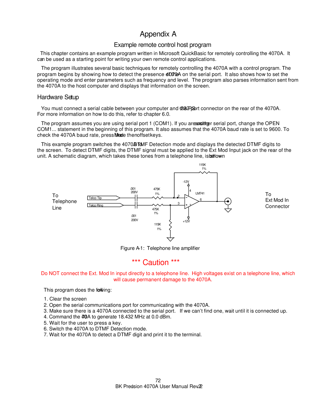 B&K 4070A user manual Appendix a, Hardware Setup 