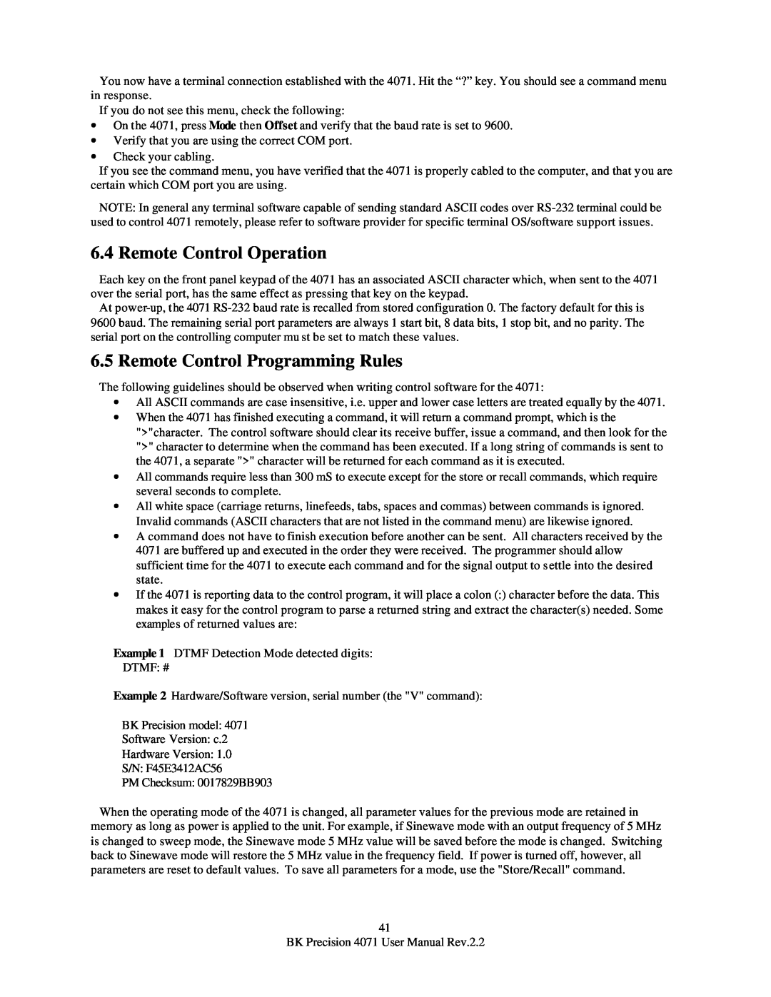 B&K 4071 user manual Remote Control Operation, Remote Control Programming Rules 