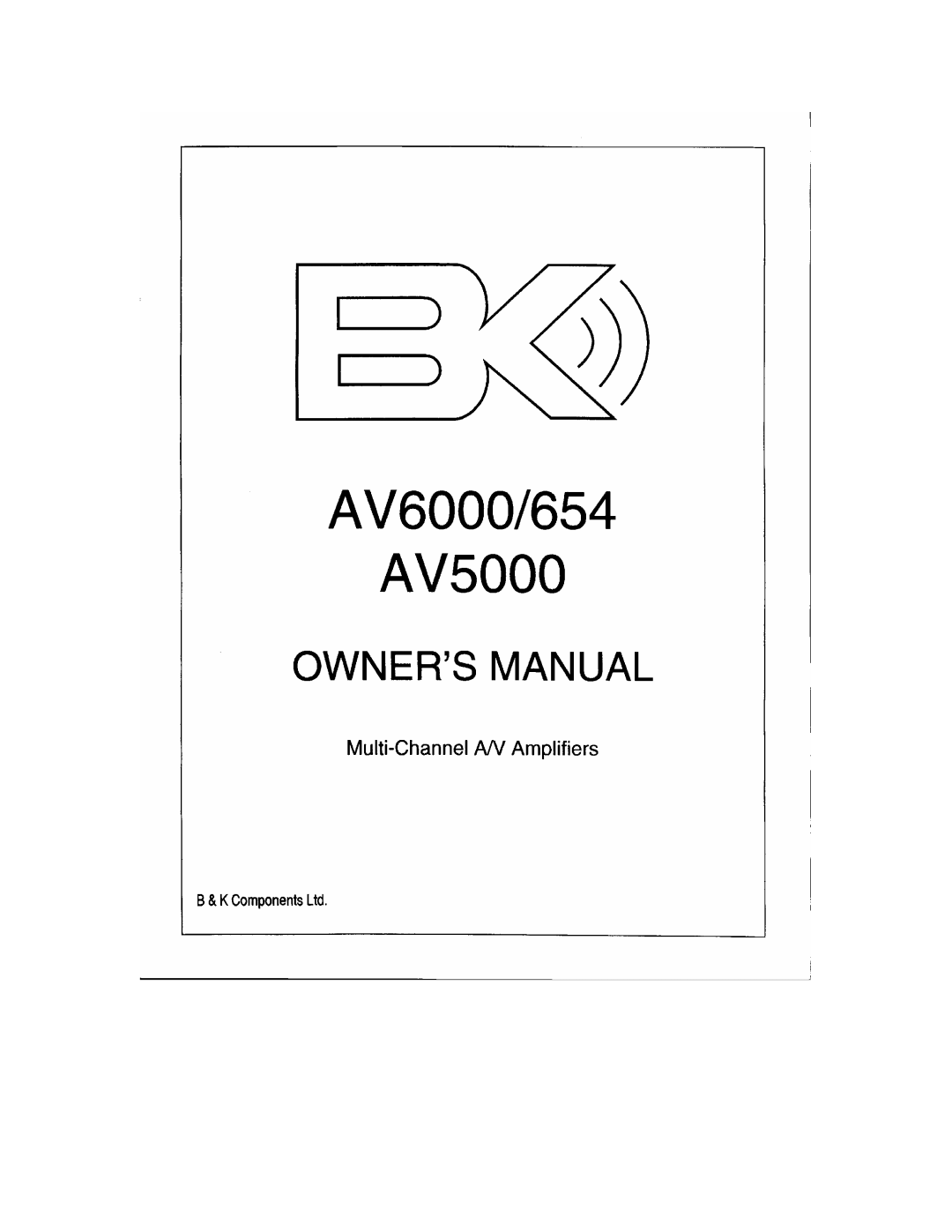 B&K AV5000, AV6000/654 manual 