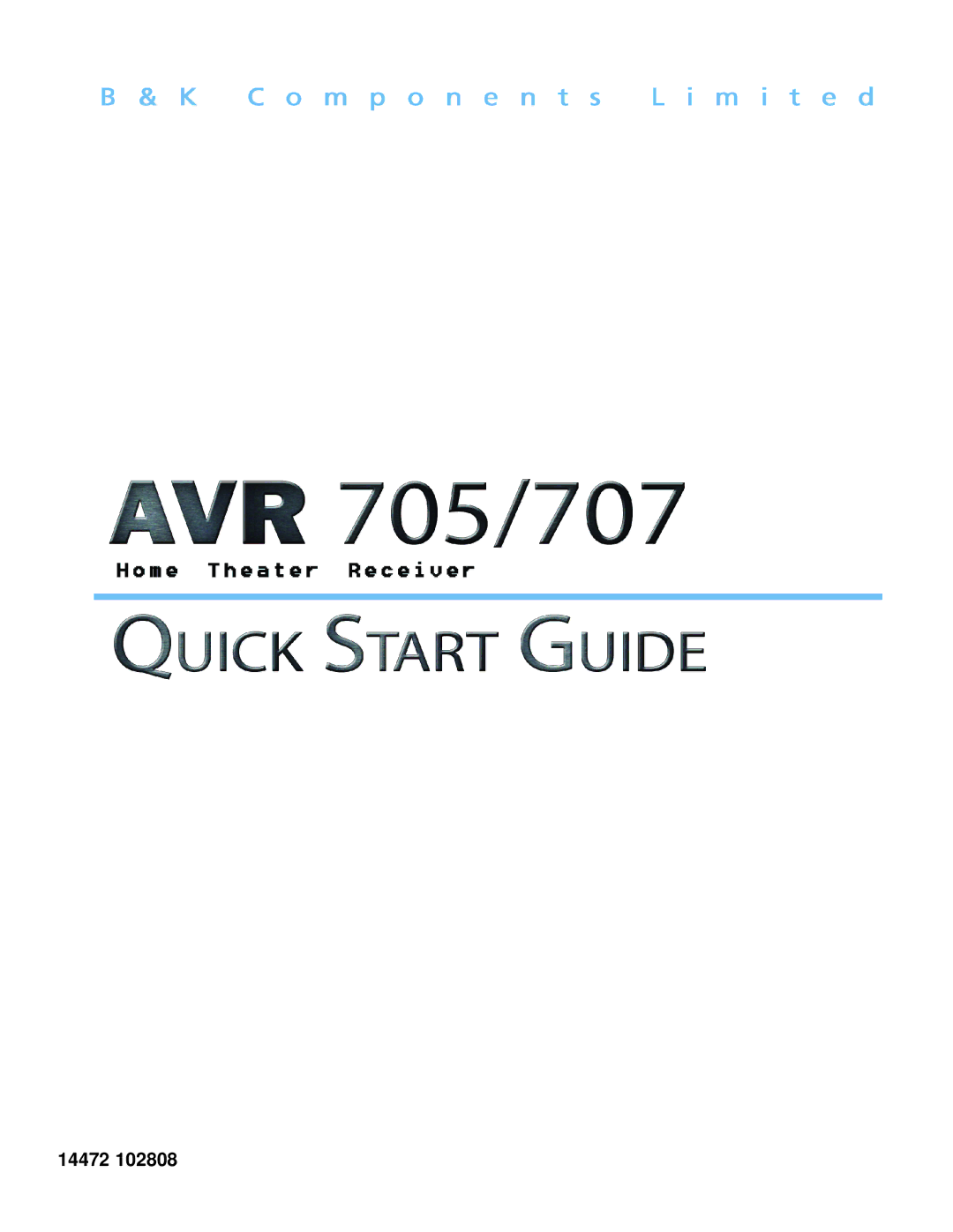 B&K AVR 707/705 manual 14472 