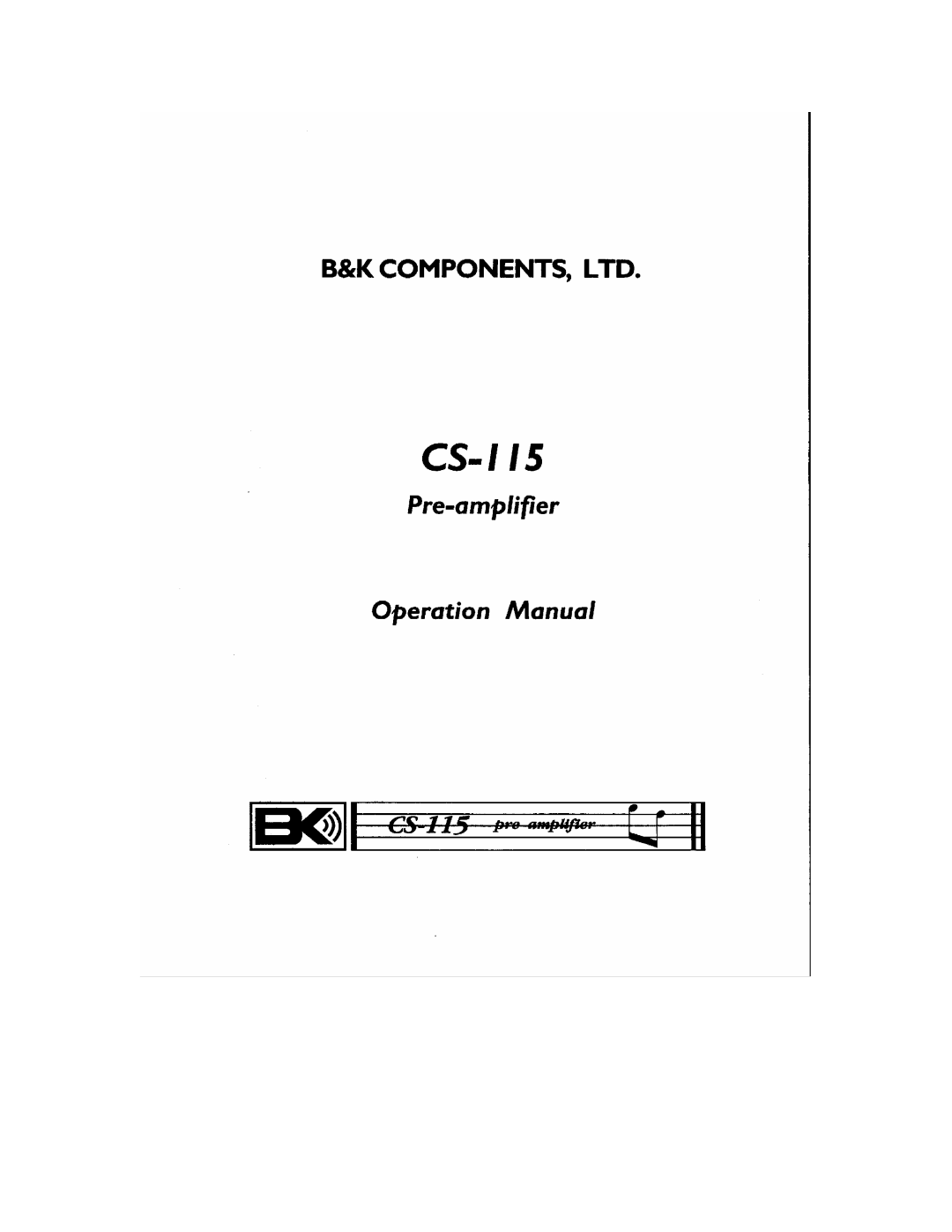 B&K CS-115 manual 