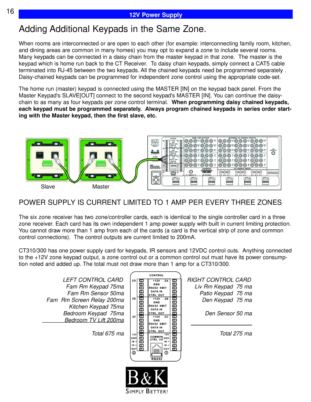 B&K CT600, CT602, CT310, CT610, CT300 user manual Adding Additional Keypads in the Same Zone, Left Control Card 