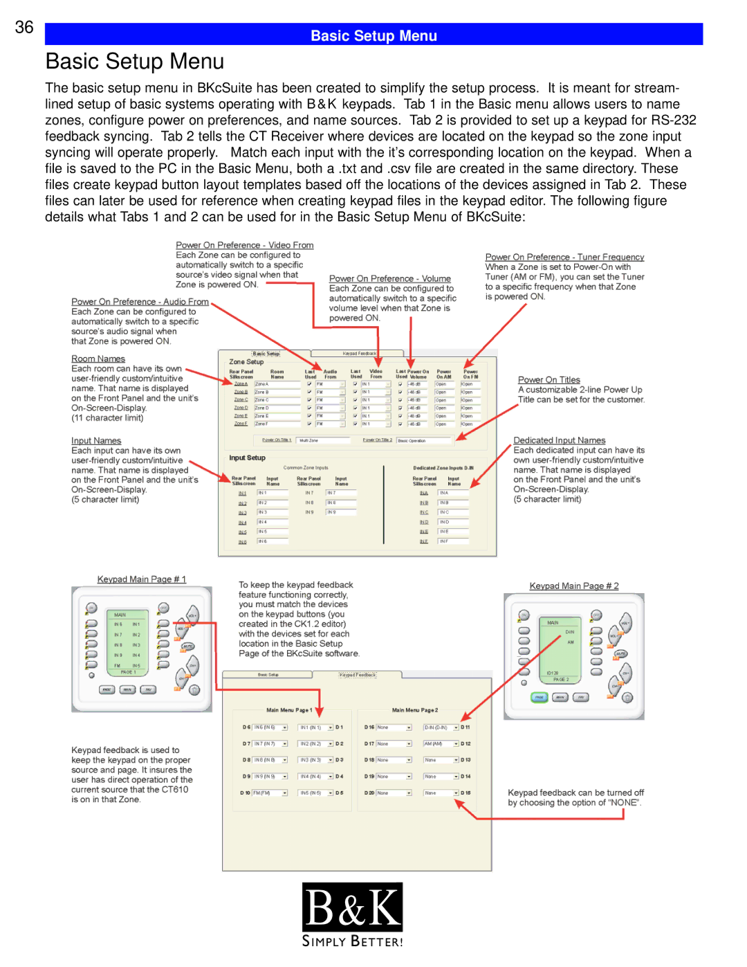 B&K CT600, CT602, CT310, CT610, CT300 user manual Basic Setup Menu 