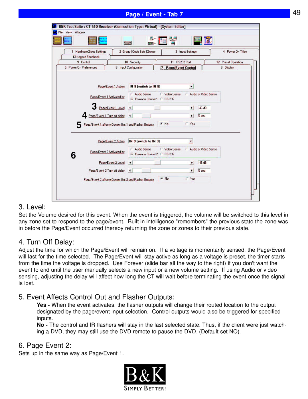 B&K CT610, CT600, CT602, CT310, CT300 user manual Level, Event 