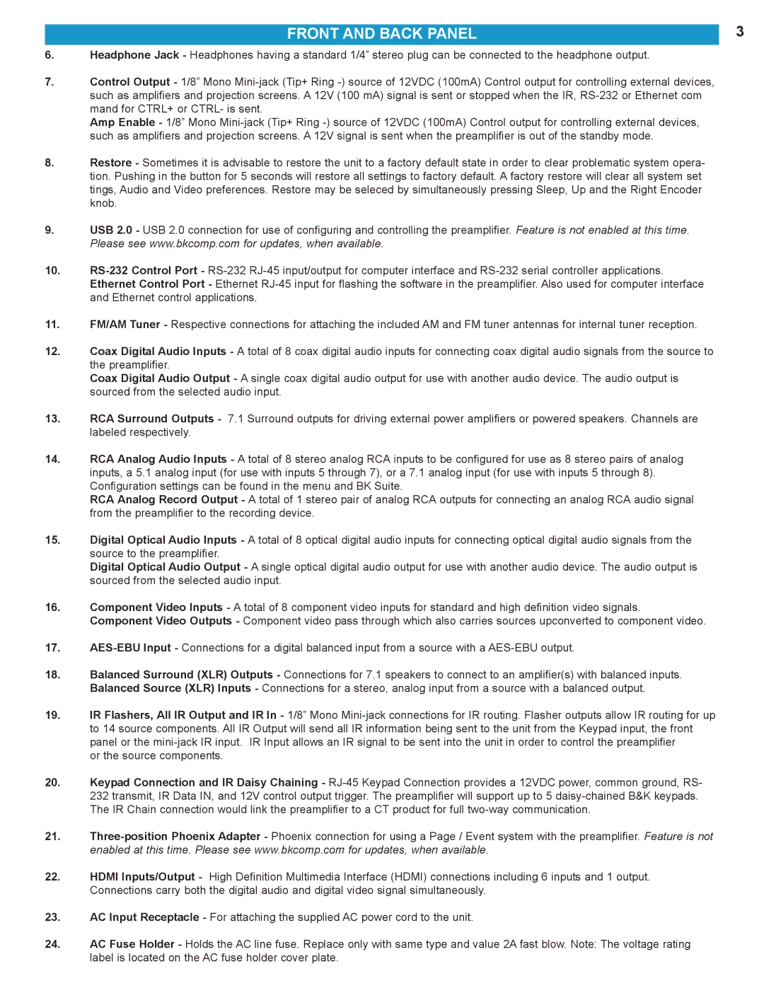 B&K HT 70 manual Front and Back Panel 