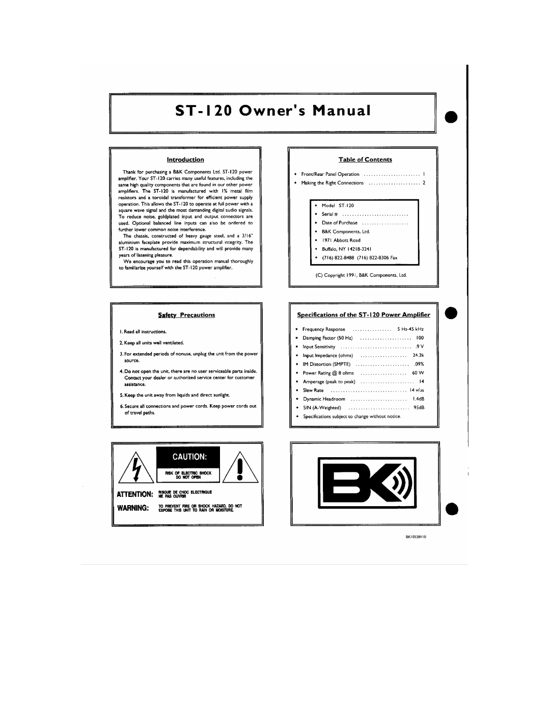 B&K ST-120 manual 