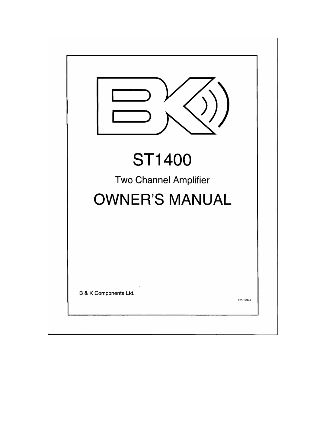 B&K ST1400 manual 