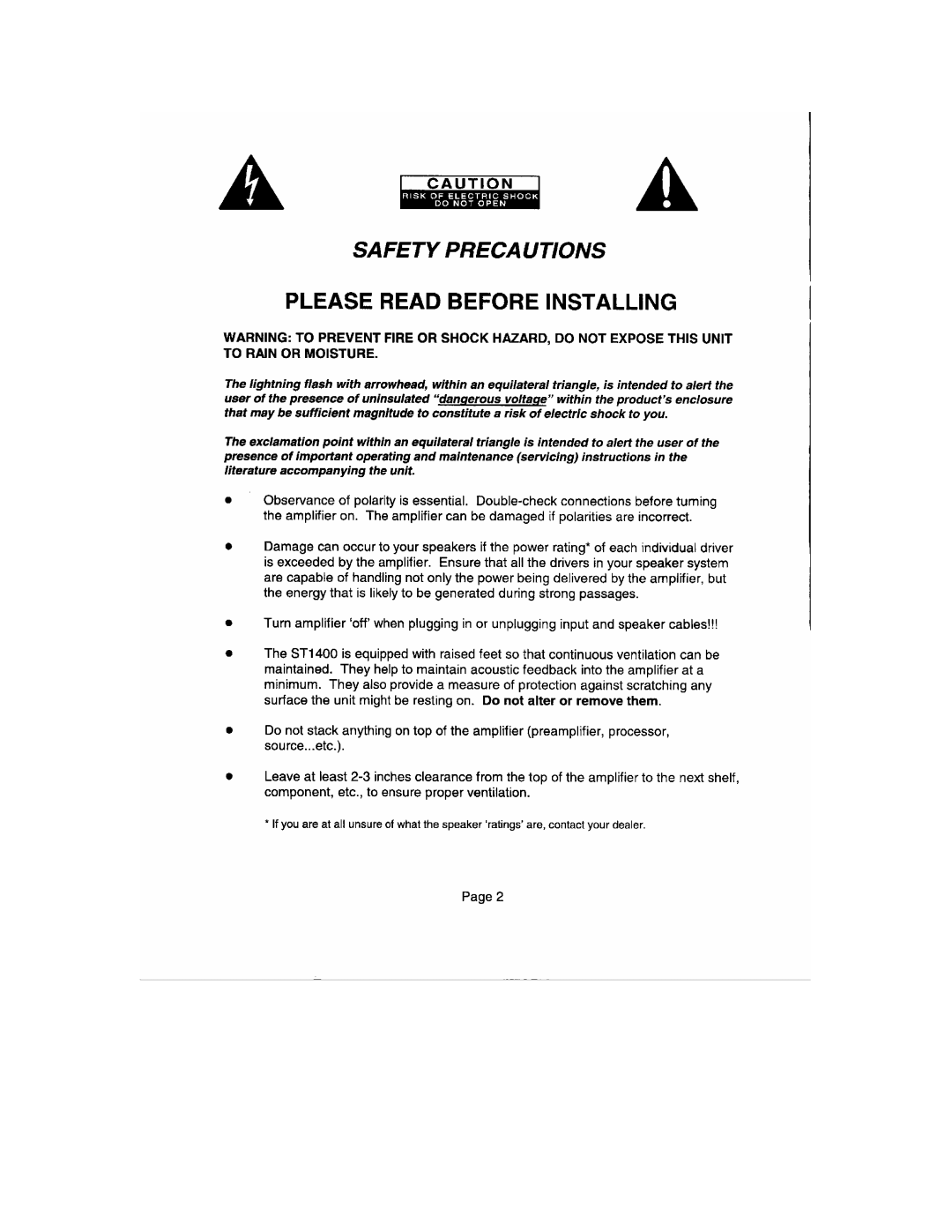 B&K ST1400 manual 