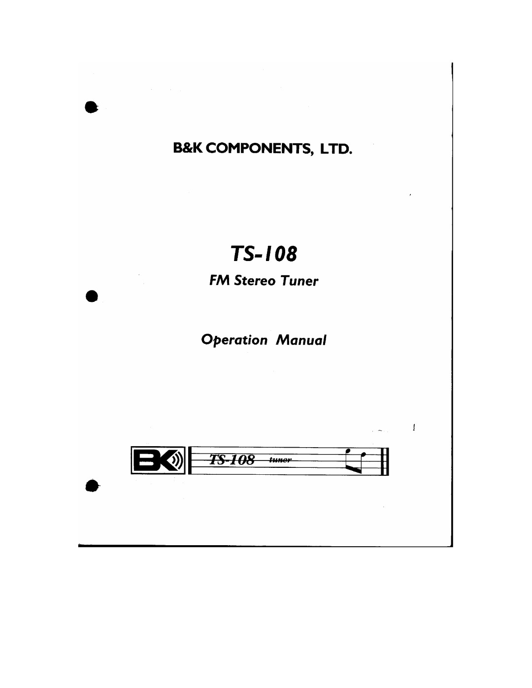 B&K TS108 manual 