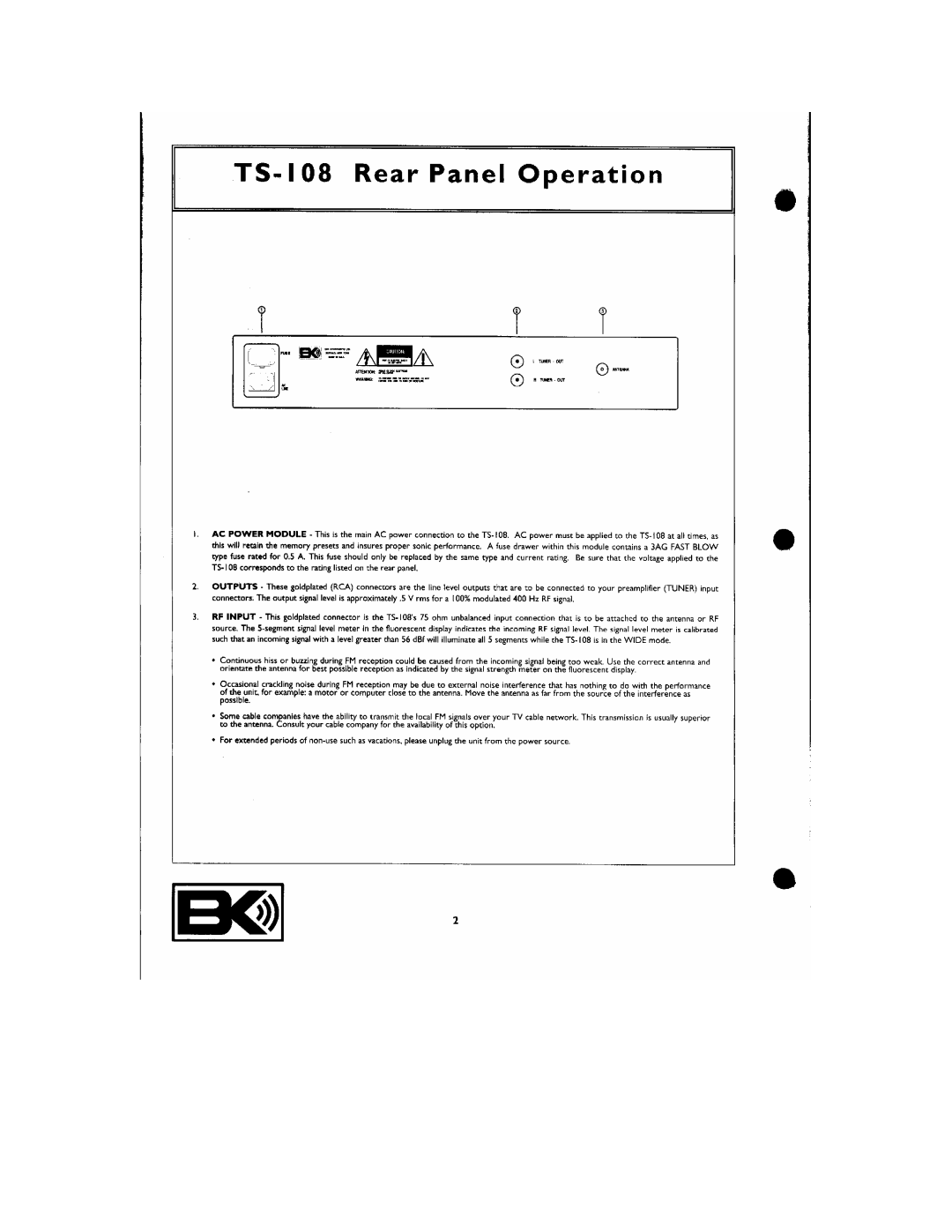 B&K TS108 manual 