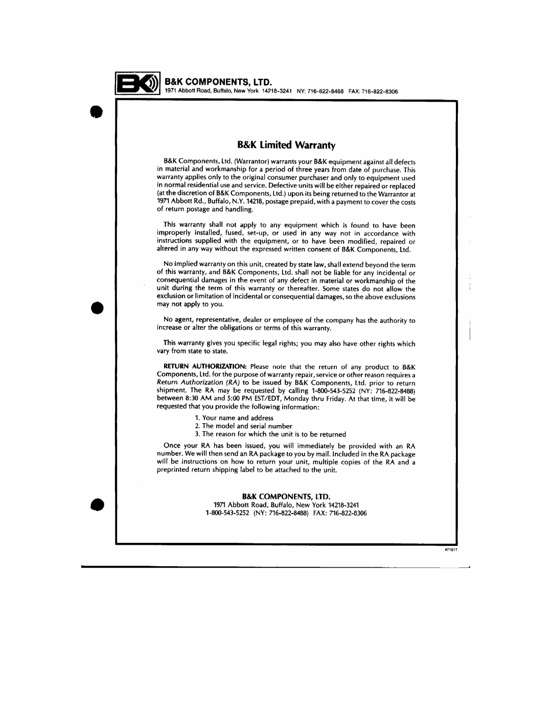 B&K TS108 manual 