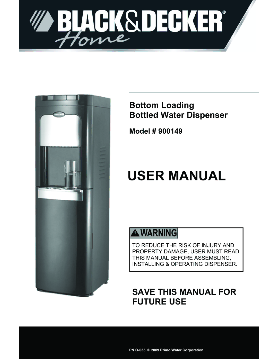 Black & Decker # 900149 user manual Bottom Loading Bottled Water Dispenser, Save this Manual for Future USE 