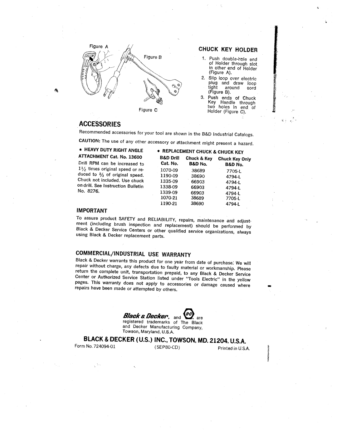 Black & Decker 1070-21, 1338-09, 1345-09, 1339-09, 1190-21, 1348-09, 1335-09, 1070-09, 1190-09 manual 