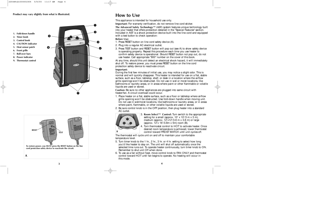 Black & Decker 220UH manual How to Use, Product may vary slightly from what is illustrated 