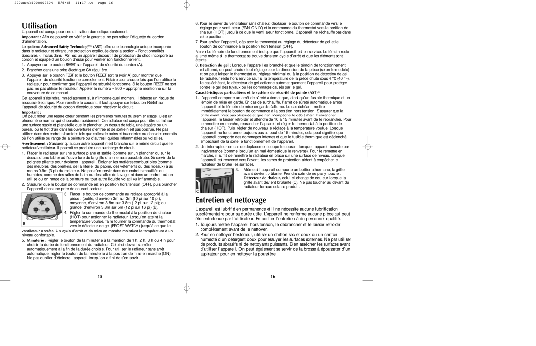 Black & Decker 220UH manual Utilisation, Entretien et nettoyage 