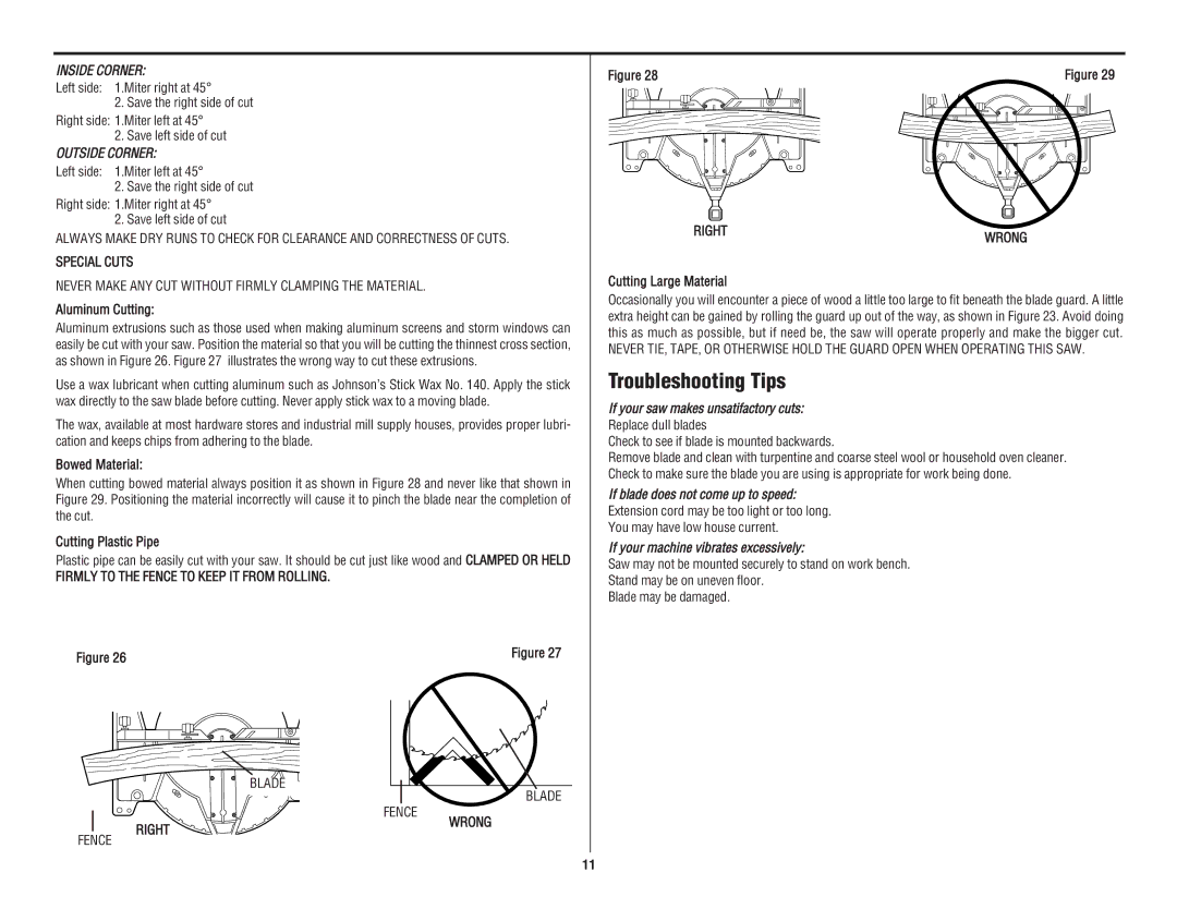 Black & Decker 3680 12" Compound Miter Saw Troubleshooting Tips, Special Cuts, Firmly to the Fence to Keep IT from Rolling 