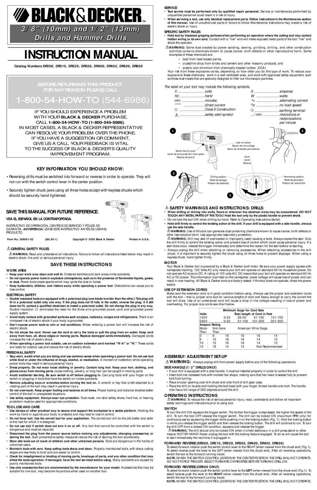 Black & Decker DR402 instruction manual Service, Specific Safety Rules, Work Area, Electrical Safety, Personal Safety 