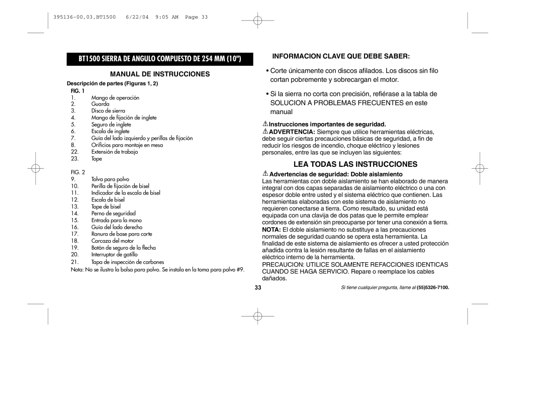 Black & Decker 395136-00 Instrucciones importantes de seguridad, Advertencias de seguridad Doble aislamiento 