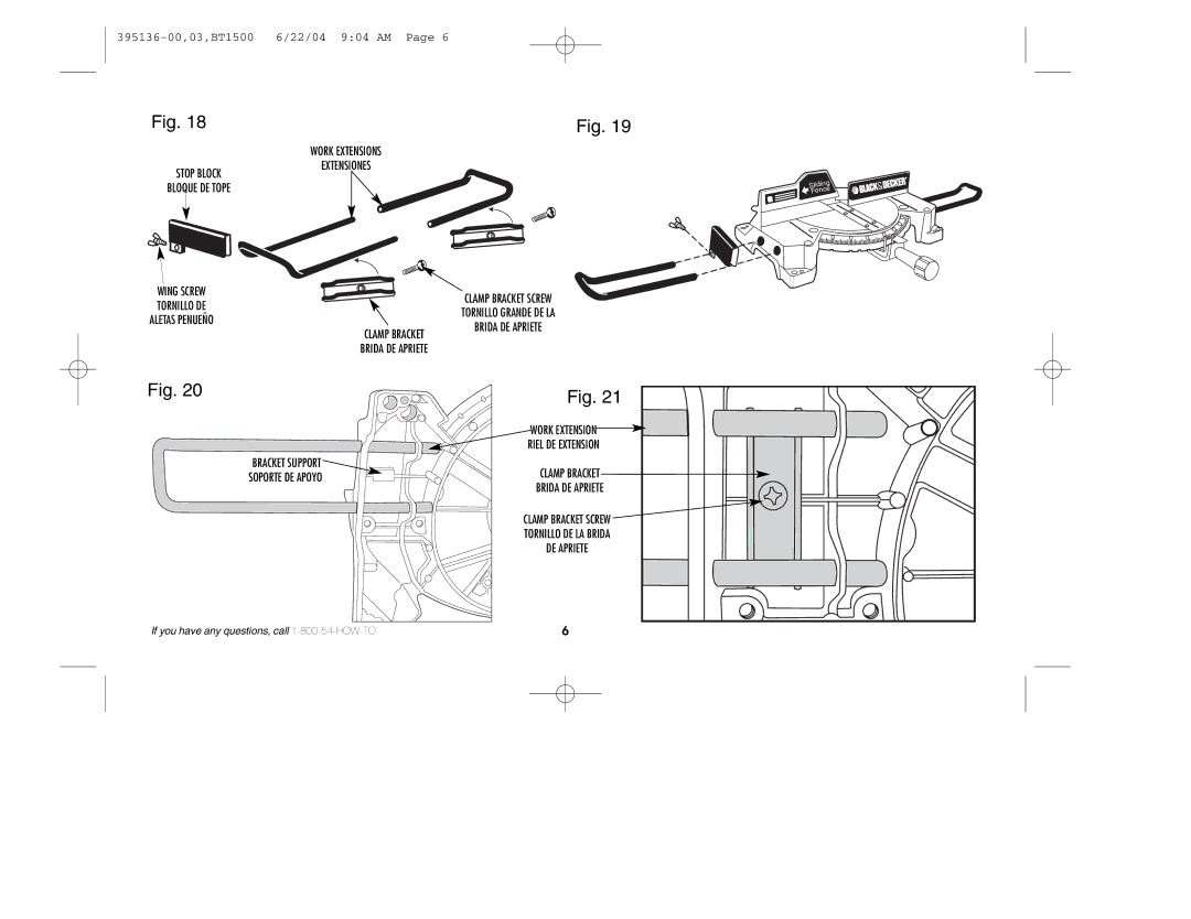 Black & Decker 395136-00 instruction manual Work Extensions Stop Block Extensiones Bloque DE Tope 