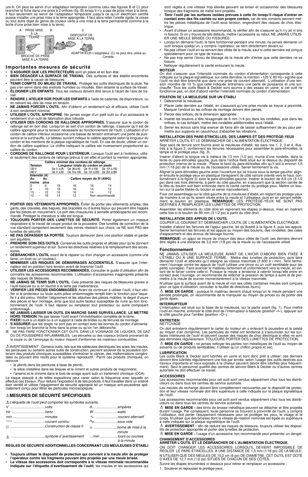 Black & Decker BT3500, 398203-00 instruction manual Importantes mesures de sécurité 