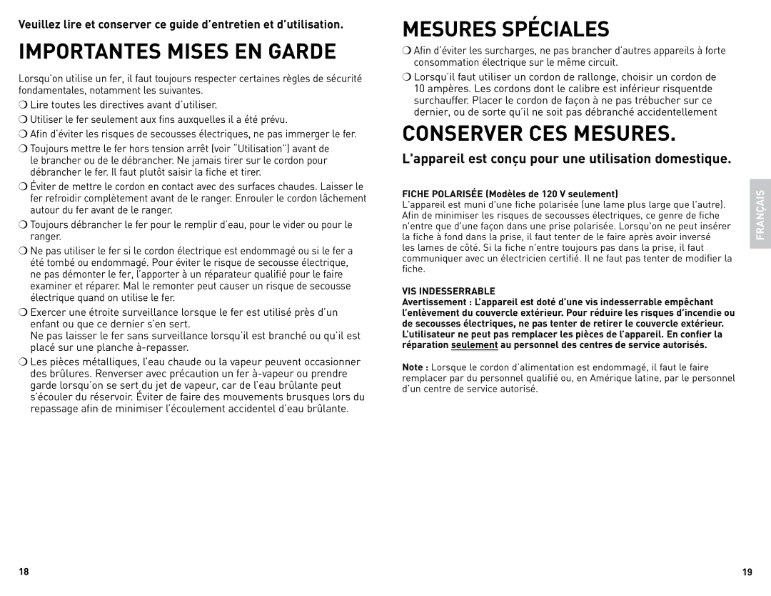 Black & Decker 4-7-50F, 4-7-50e Importantes Mises EN Garde, Mesures Spéciales, Conserver CES Mesures, VIS Indesserrable 