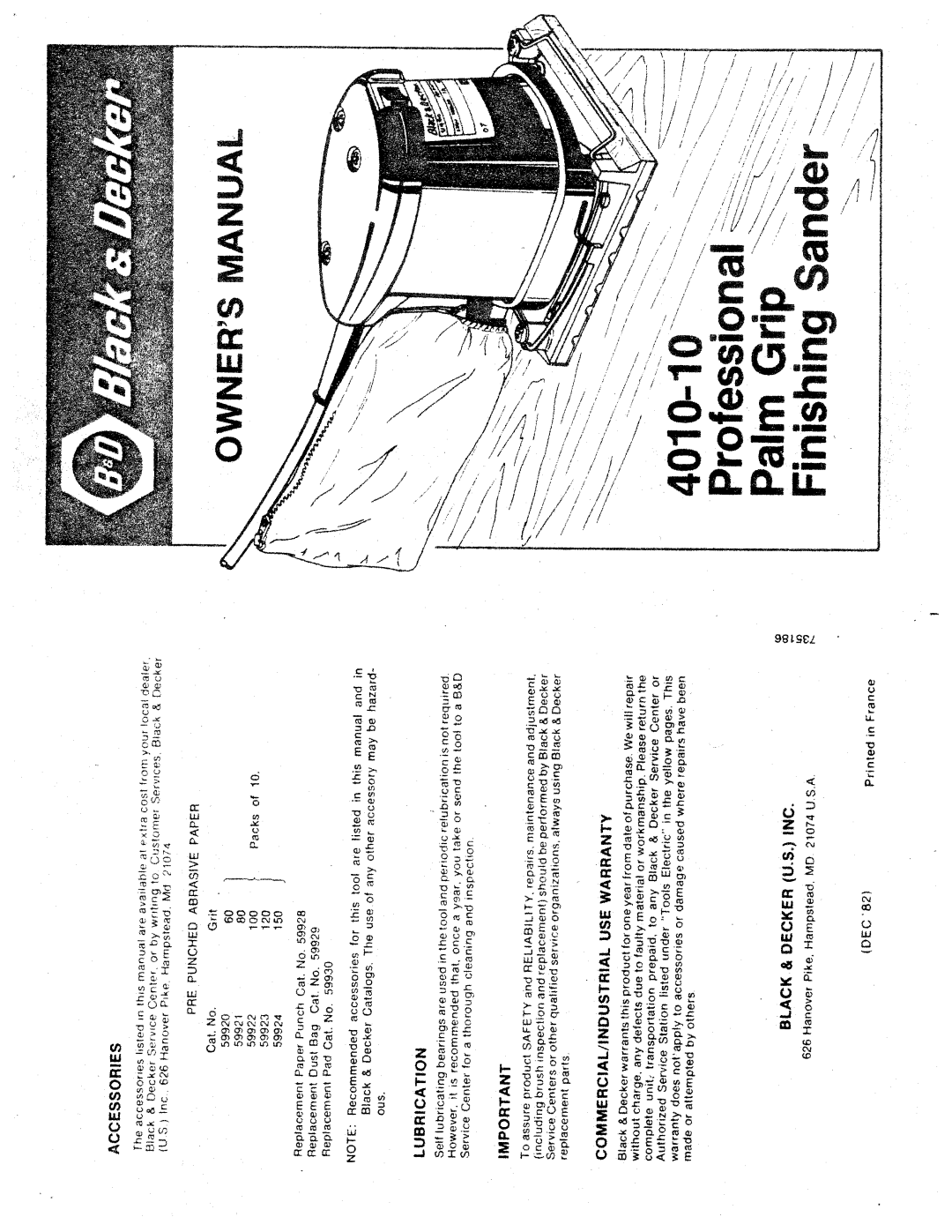 Black & Decker 4010-10 manual 