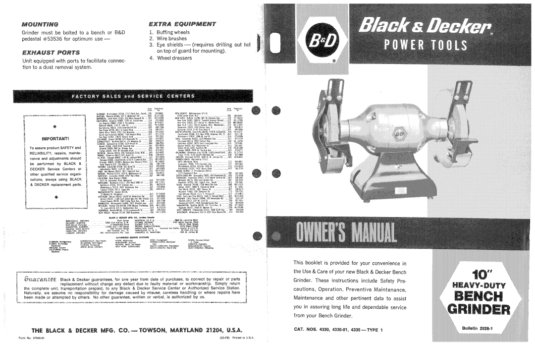 Black & Decker 4330-01, 4335, 2928-1 manual 