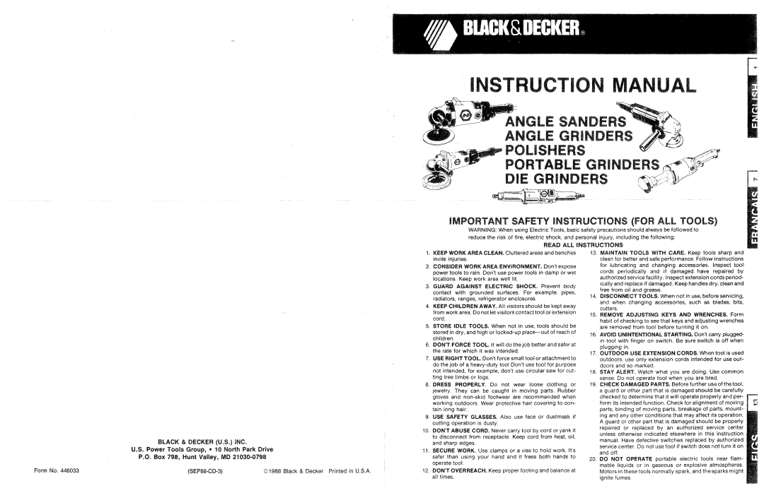 Black & Decker 446033 manual 