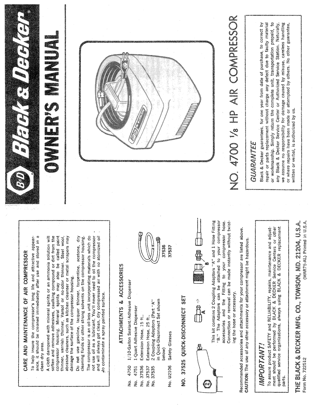Black & Decker 722512, 4700 manual 