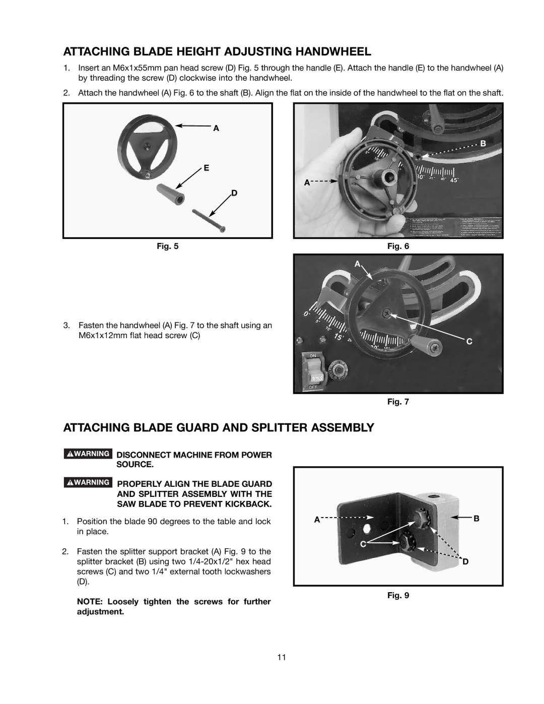 Black & Decker 489051-00 Attaching Blade Height Adjusting Handwheel, Attaching Blade Guard and Splitter Assembly 