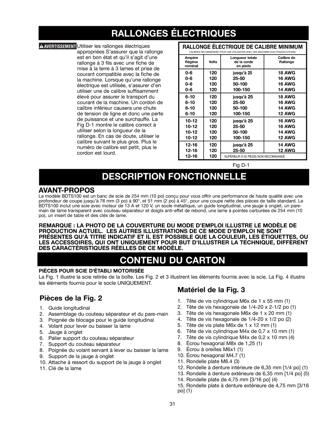 Black & Decker 489051-00 Rallonges Électriques, Description Fonctionnelle, Contenu DU Carton, Avant-Propos 