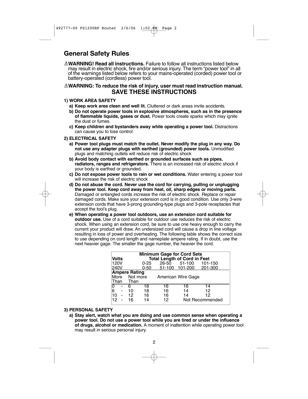 Black & Decker 492777-00 instruction manual Work Area Safety, Electrical Safety, Personal Safety 