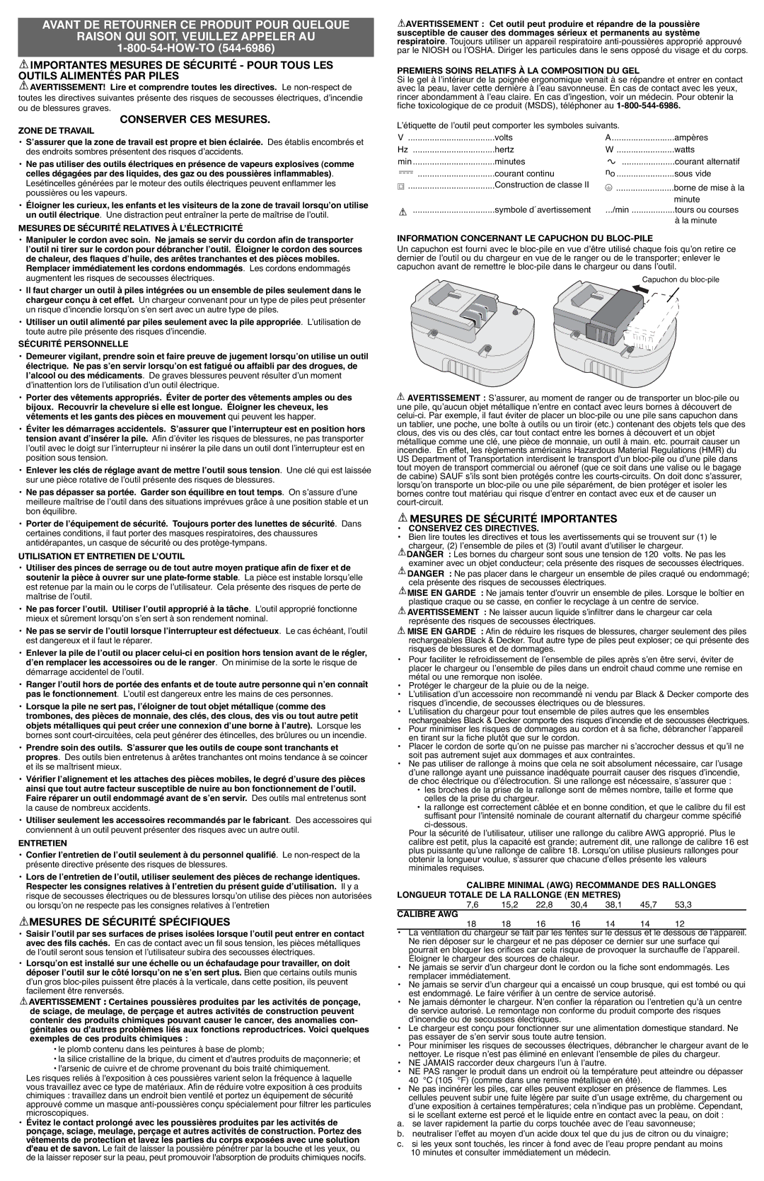 Black & Decker 5146607-00 Conserver CES Mesures, Mesures DE Sécurité Spécifiques, Mesures DE Sécurité Importantes 