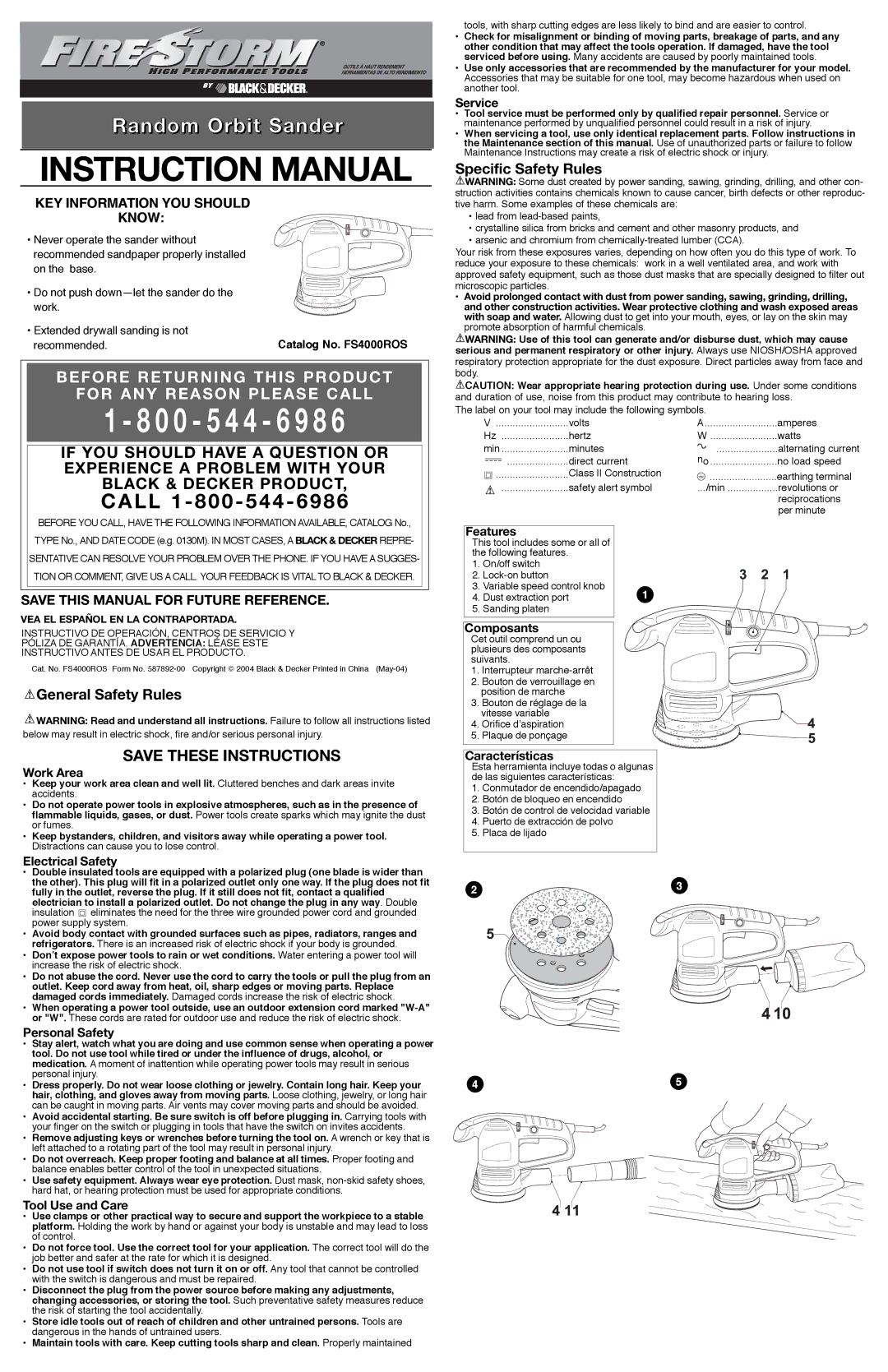 Black & Decker FS4000ROS, 587892-00 instruction manual General Safety Rules, Specific Safety Rules 