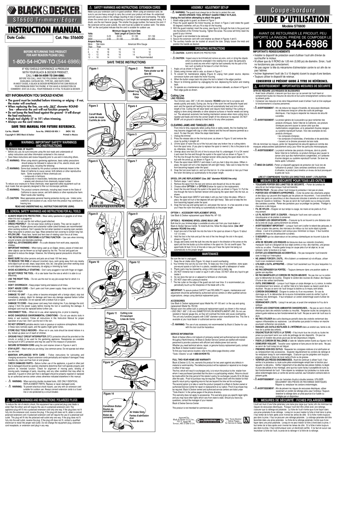 Black & Decker 598053-00 instruction manual Assembly / Adjustment SET-UP, Operating Instructions, Maintenance 