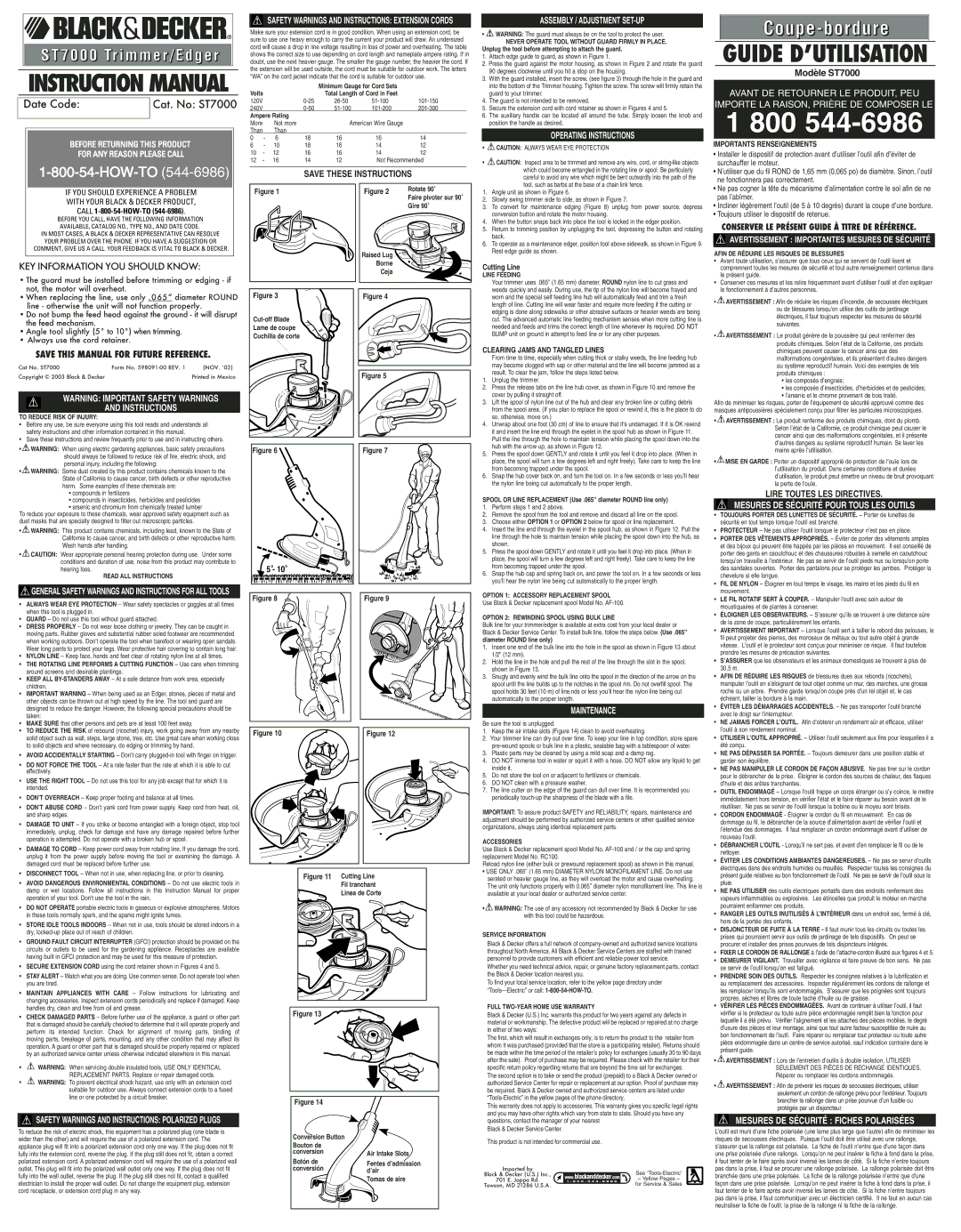 Black & Decker 598091-00 instruction manual Assembly / Adjustment SET-UP, Operating Instructions, Maintenance 