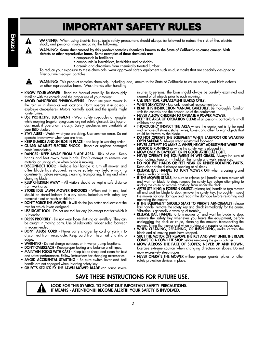 Black & Decker 598968-00 instruction manual Important Safety Rules, USE Identical Replacement Blades only 