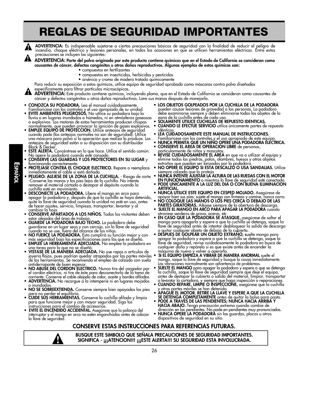 Black & Decker 598968-00 instruction manual Reglas DE Seguridad Importantes 