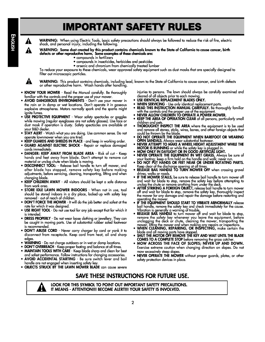 Black & Decker 598968-00 instruction manual Important Safety Rules, Save These Instructions For Future Use 